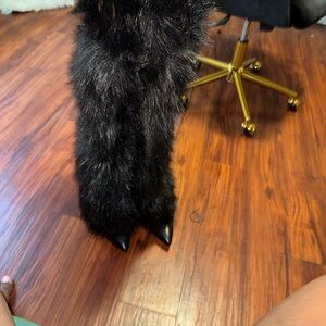 Elegant Black Fur Heeled Boots